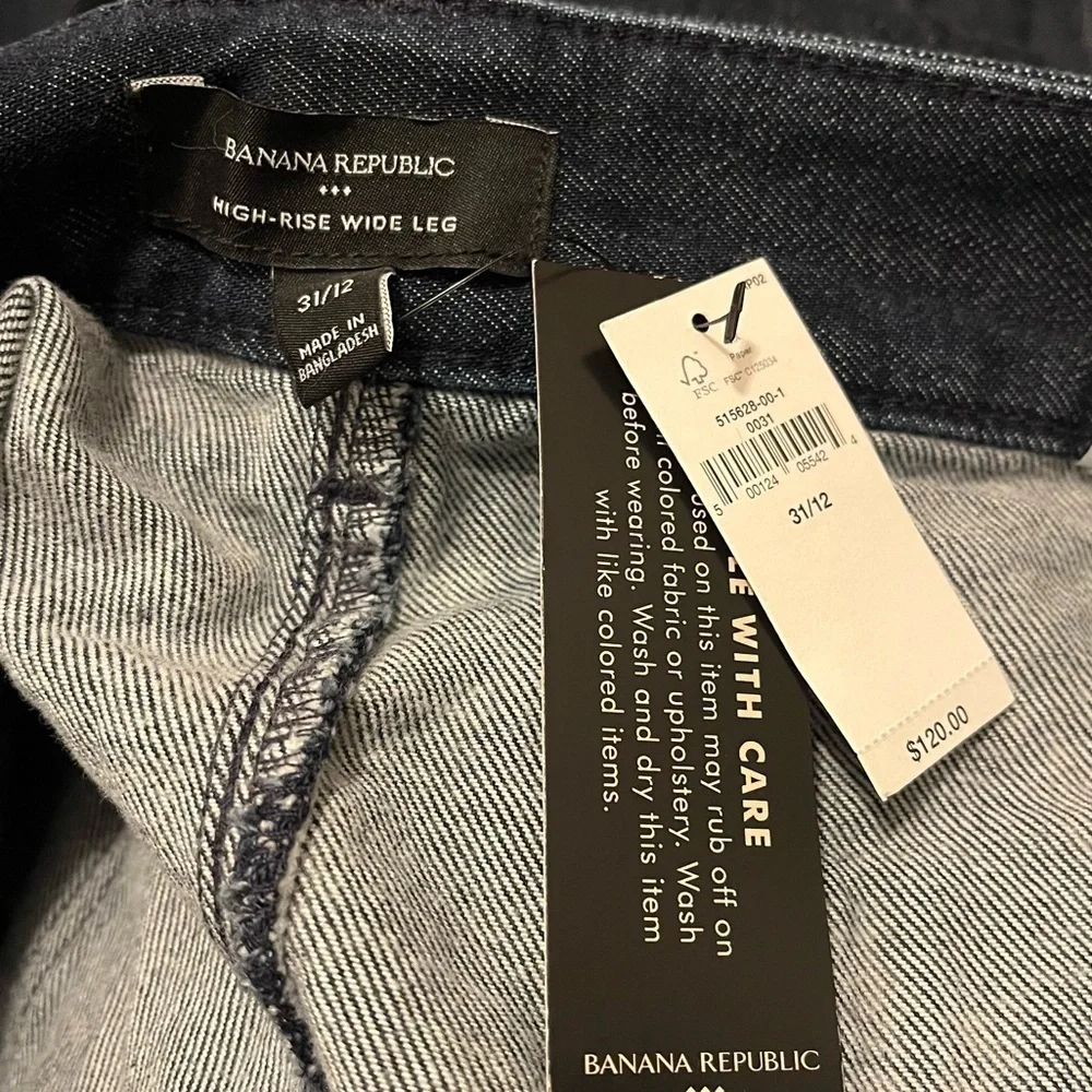 Banana Republic Luxe High Rise Wide Leg Pleated Trouser Jeans NWT